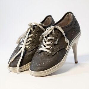 Vans Low Top Sneakers Gray‎ with White Polka Dots Casual Shoes